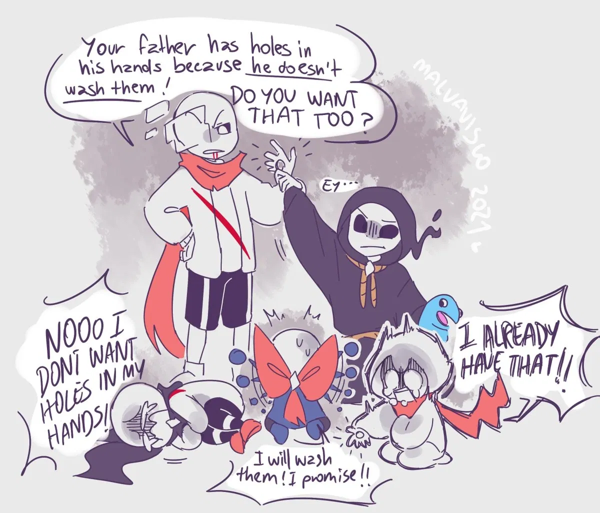 Avatar of The Grim Reaper's familly (Geno, Reaper, Goth, Raven and Shino Sans)