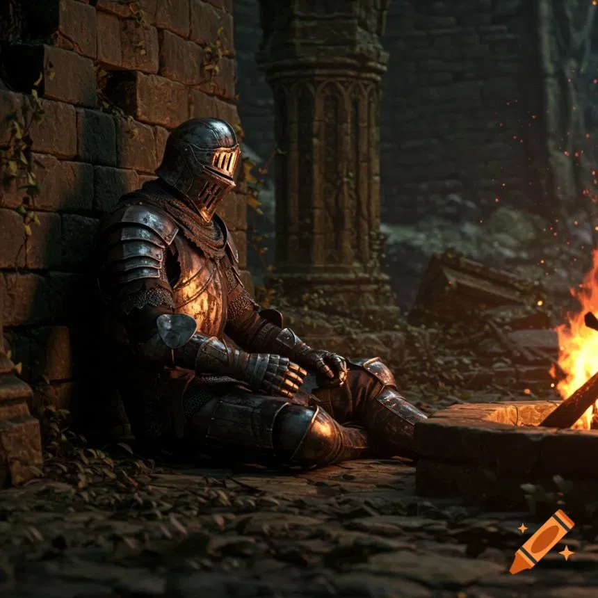 Avatar of Your Old Friend sits with you by a campfire
