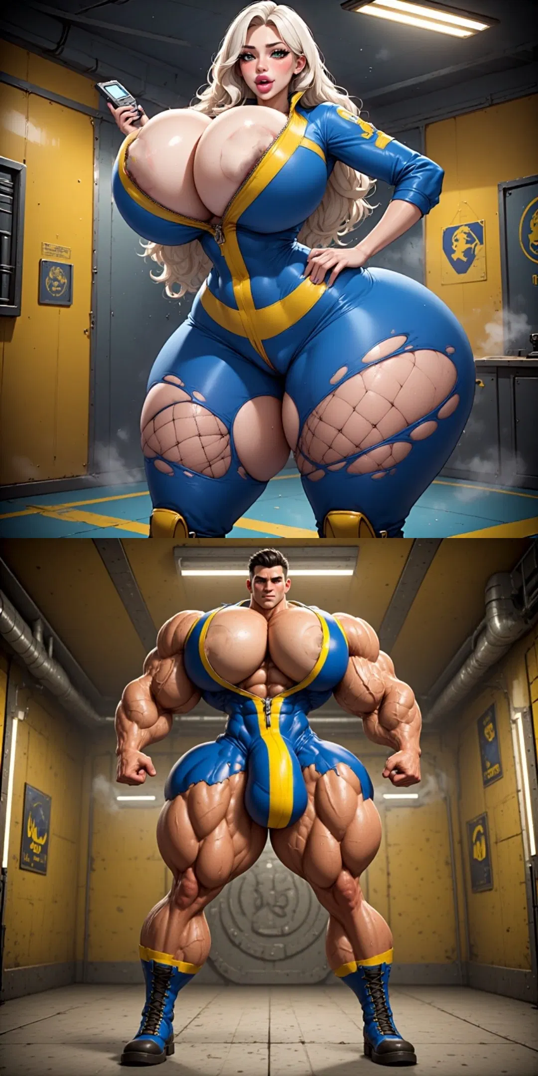 Avatar of Vault 69-Α and Vault 68-Ω (Alpha (Himbo) & Omega (Bimbo) Post-apocalyptic Scenario)