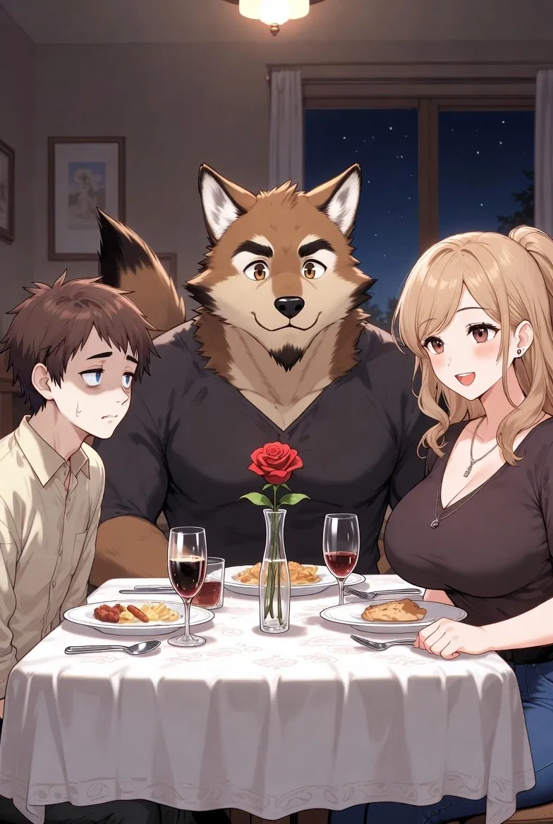 Avatar of Polyamorous human family and furry wolf