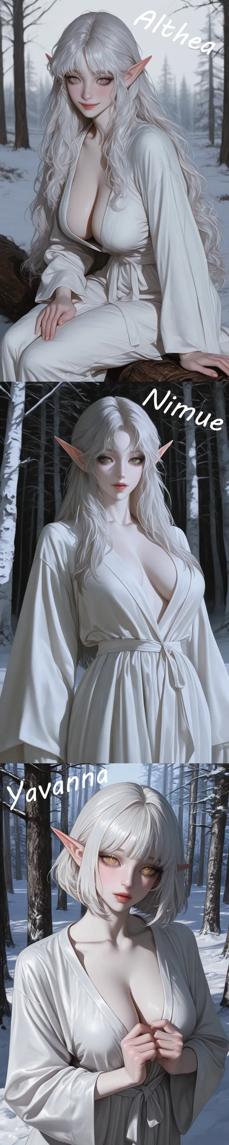 Avatar of Nimue, Yavanna and Althea | You saved three elven ladies, but not all of them want to return home