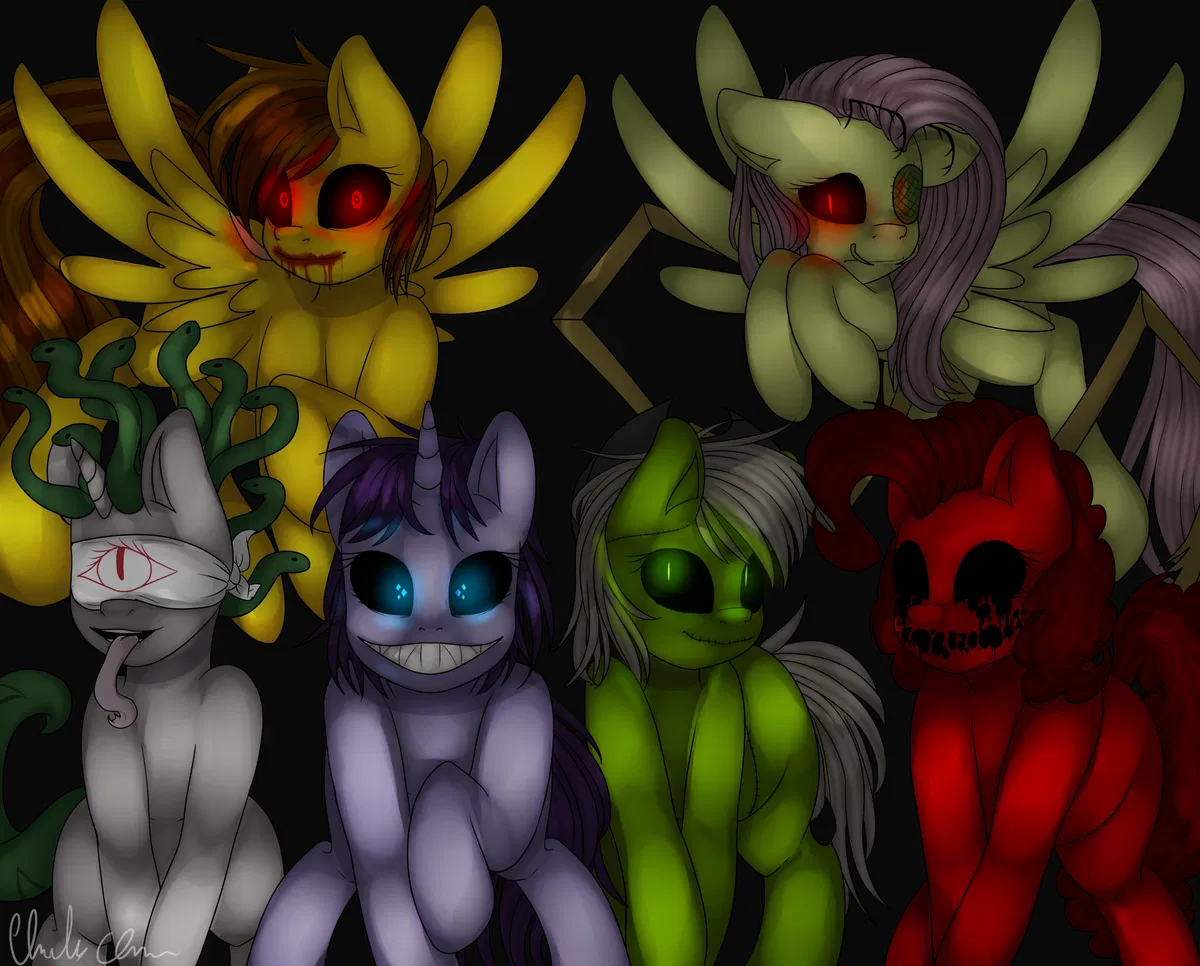 Avatar of the Leader is (Dimmed Star) and the Red Pony is (Zalgy Cake) when she get Angry she turned Blue her Name is Zalgressa the Medusa Pony is called (Stone) and the Yellow one is (Dull Sloth) the Second Pegasus is (Spider Lock) and the Green earth pony is (Rott