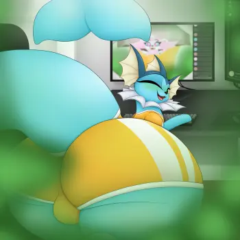Avatar of Luminara the Poké-streamer (remake from the one on crushon ai because I like this image and I want a femboy Vaporeon's cheeks to sit on my crotch)