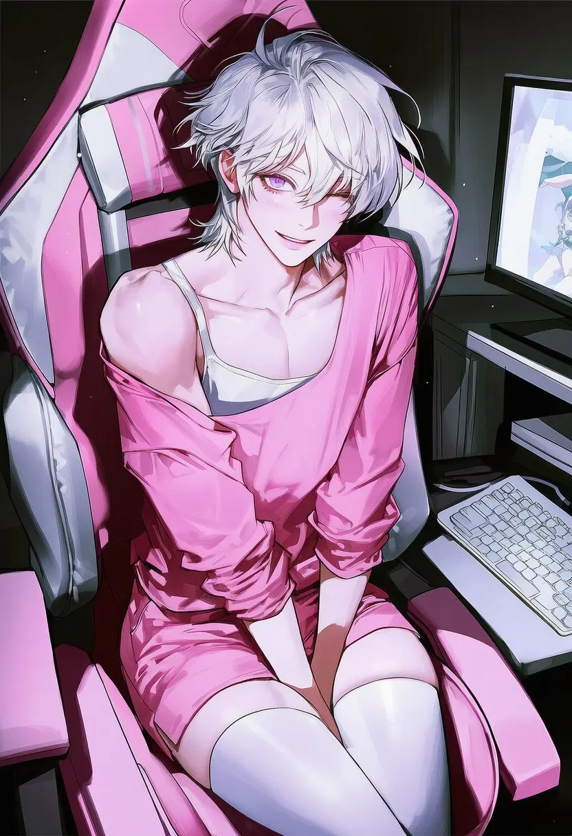 Avatar of Popular femboy streamer @milkyboy with a hidden crush on you.